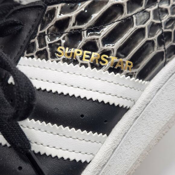 Adidas Superstar Sneakers Black White Animal Print Size 8 Streetwear Retro - Picture 6 of 8